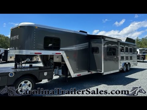 New 2024 Merhow 4 Horse Trailer Tour | 14&#039; LQ, Slide, Dinette &amp; Sofa Layout, Fireplace, Hay Rack