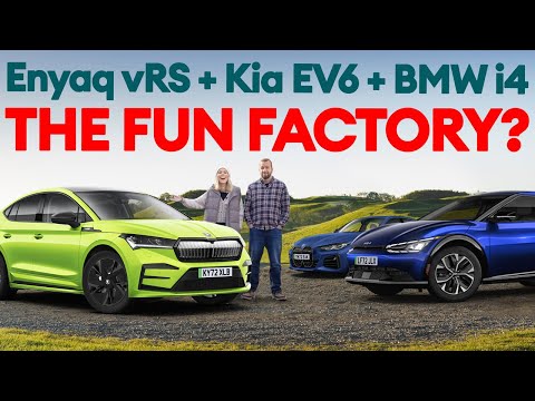 Škoda Enyaq vRS vs Kia EV6 BMW i4: family electric cars GUARANTEED to make you smile / Electrifying