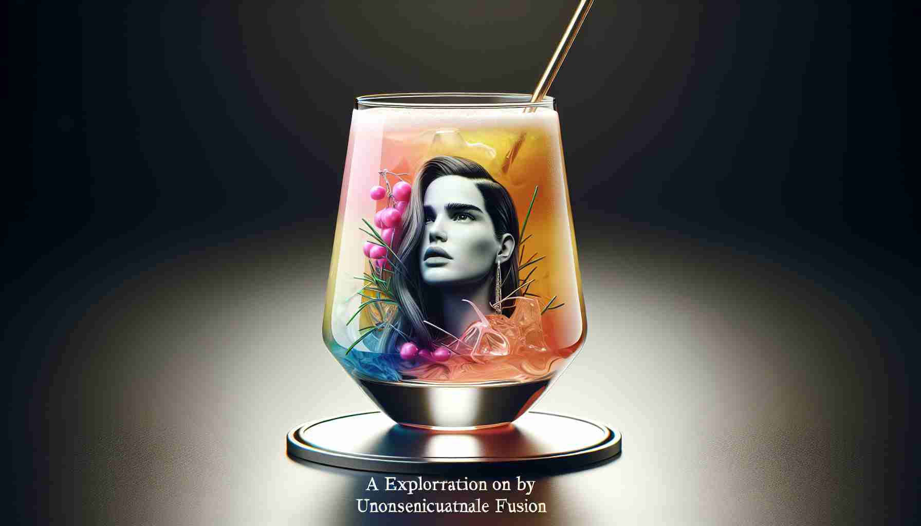 A realistic high-definition image of an exploration into an unconventional beverage fusion inspired by a popular female singer-songwriter. The beverage itself is a captivating mix of unexpected flavors, perfectly illustrating the unique and vibrant persona of the said artist. It is served in a modern, delicately designed glass, adding an element of sophistication to the drink.